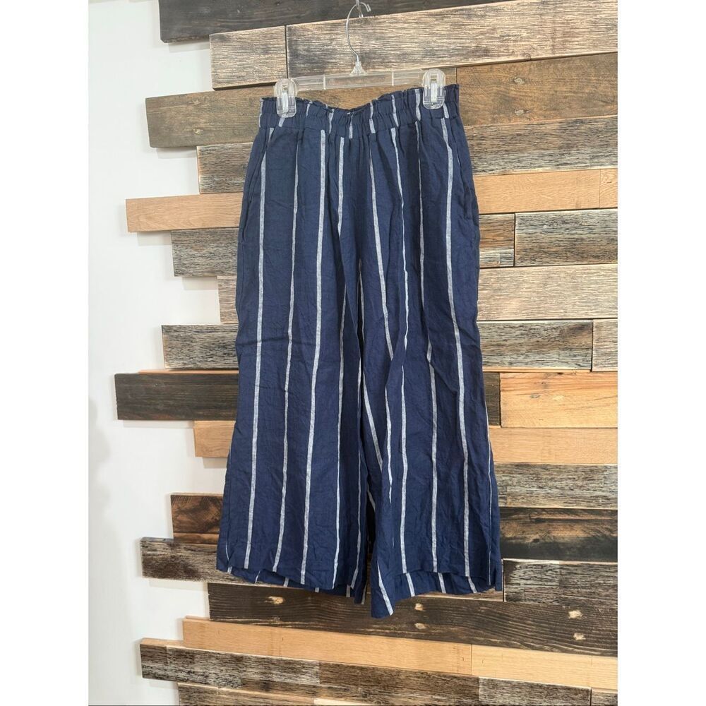 Pyne & Smith linen cropped wide legs pants size XS